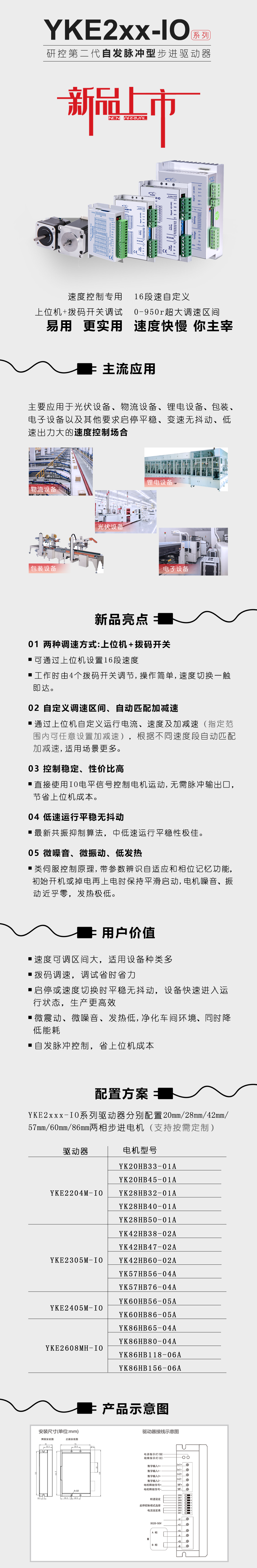 全新上市|第二代自發(fā)脈沖型步進驅(qū)動器YKE2xx-IO系列